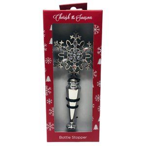 Tommy Bahama Bottle Stopper Christmas Holiday Silver Snowflake Gems